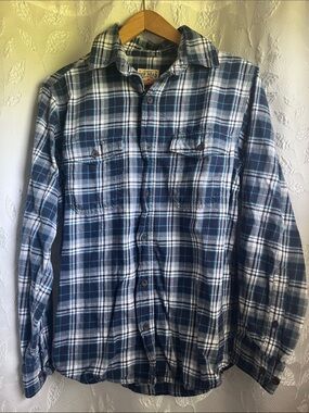Men's Blue Plaid Long-Sleeve Shirt - Casual Button-Up